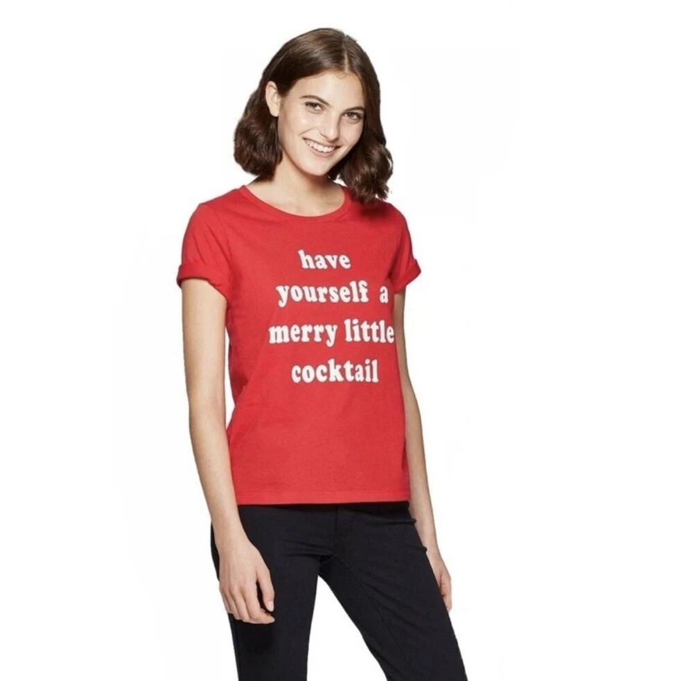 Have Yourself a Merry Little Cocktail Red T-Shirt Grayson Threads Women’s Large